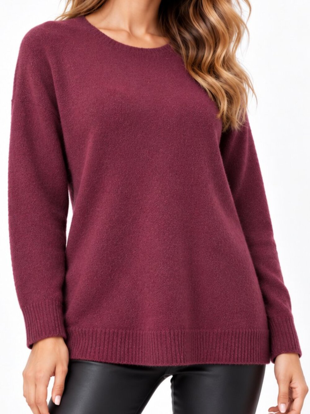 41 HAWTHORN 100% Cashmere Burgundy Sweater Small